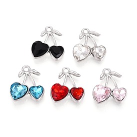 Подвески из сплава и страза, вишня, золотые / платиновые