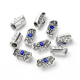 Антикварная посеребренные шарики сплава, с акриловыми стразами, трубка