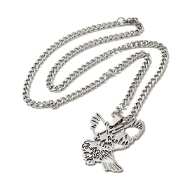 304 Stainless Steel Hollow Pendant Necklaces, Eagle