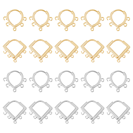24шт 4 стили латунные серьги-кольца, ромб и слеза, с горизонтальными петлями, долговечный