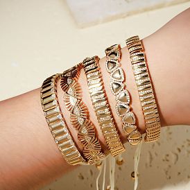 Элегантные плетеные браслеты из латунных бусин в стиле бохо с микропаве из прозрачных кубических цирконий для женщин