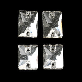 Glass Connector Charms, Faceted, Rectangle Links