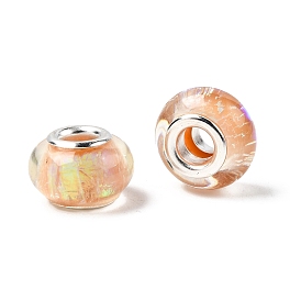 Бусины из смолы в европейском стиле с большими отверстиями, с двойными медными сердечниками с серебряным покрытием, 13.5x9 мм, отверстие : 4.5 мм