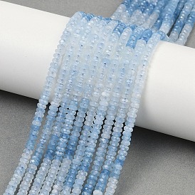 Природные Аквамарин бисер нитей, граненые, рондель