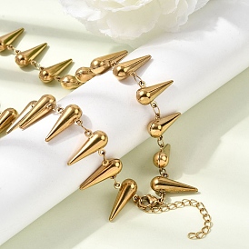 304 Ожерелье из нержавеющей стали с шипами и конусообразными звеньями для женщин