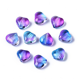Two Tone Transparent Spray Painted Glass Beads, Heart