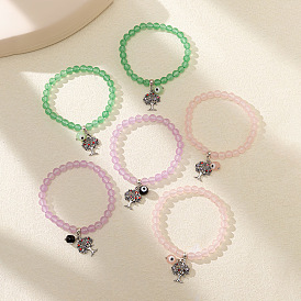 Design sense tree of life powder crystal elastic bracelet set female color cute girlfriends stone bracelet tide