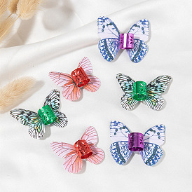 Colorful Butterfly Hairband with Twisted Braids and Embossed Hollow Design, Decorated with Rhinestones.