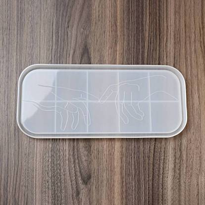 DIY Rectangle with Hand Dish Tray Silicone Molds, Storage Molds, for UV Resin, Epoxy Resin Craft Makinge