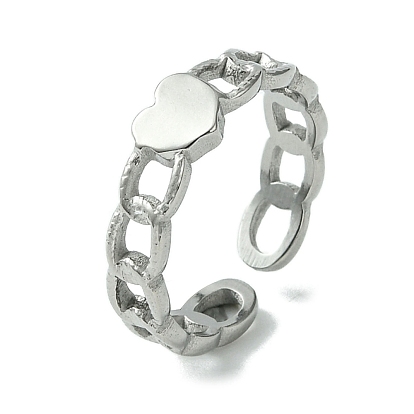 304 brazalete abierto de acero inoxidable, corazón
