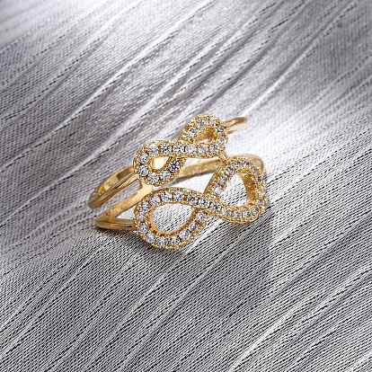 Регулируемые манжетные кольца с микропаве из кубического циркония из латуни, бесконечность