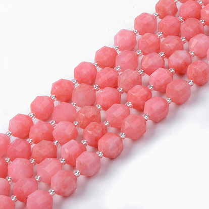 Natural Rhodochrosite Beads Strands, Round, Dyed, Faceted