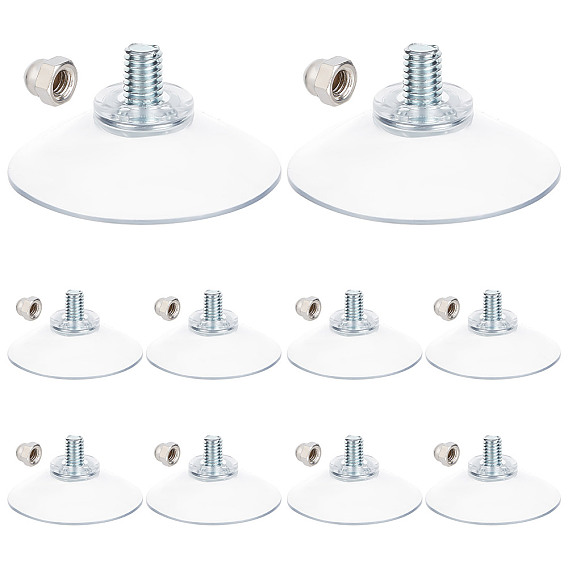 12 Sets Silicone Strong Suction Cup Holders, with Iron M6 Cap Nut, Bathroom Kitchen Shelf Accessories