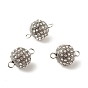 Alloy Crystal Rhinestone Connector Charms, with 304 Stainless Steel Loops, Round