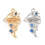 Brass Micro Pave Blue Cubic Zirconia Pendants, Jellyfish Charms