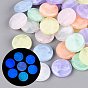 Luminous Two Tone Color Transparent Acrylic Beads, Flat Round, Glow in the Dark, with Glitter Powder