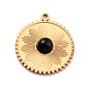 Natural Gemstone Pendants, with Ion Plating(IP) 304 Stainless Steel Findings, Real 24K Gold Plated, Flat Round