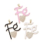 Brass Micro Pave Cubic Zirconia Pendants, with Enamel, Long-Lasting Plated, Golden, Letter and Heart