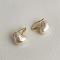 Retro zircon pearl small heart earrings femininity simple and versatile ear hook ear jewelry