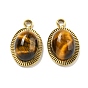 Овальные подвески из натурального тигрового глаза, с 304 установками из нержавеющей стали, вакуумное покрытие pvd