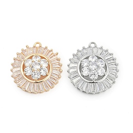 Латунный микропаве кубический цирконий со стеклянными подвесками, без кадмия, без никеля и без свинца, круглый с цветочными подвесками