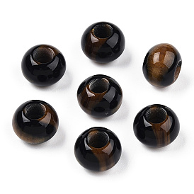 Two Tone Resin Beads, Leopard Print Rondelle Beads