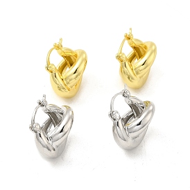 Brass Interlocking Rings Kont Hoop Earrings for Women