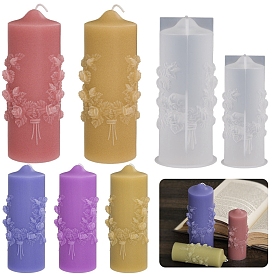 DIY Silicone Candle Molds, for Scented Candle Making, Column with Rose Pattern