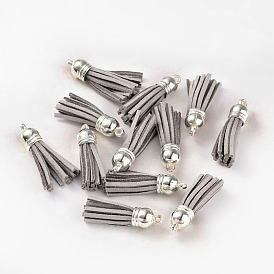 Suede Tassels, with CCB Plastic Findings, Nice for DIY Earring or Cell Phone Straps Making, Platinum