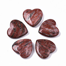 Natural Red Sesame Jasper Heart Love Stone, Pocket Palm Stone for Reiki Balancing
