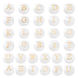 32 шт. 26 стили стеклянные и золотые эмалевые бусины, плоские круглые с буквы