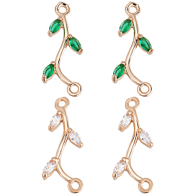 20 шт. 2 цвета латунь микро паве кубический цирконий соединительные подвески, золотой свет, долговечный, без кадмия и без свинца, филиал