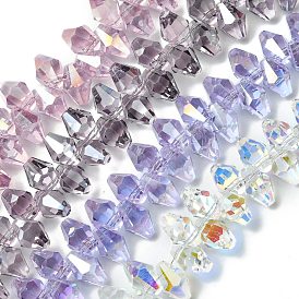 Transparent Electroplate Glass Beads Strands, AB Color Plated, Faceted, Bicone