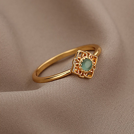 Green Gemstone Ring for Women - Elegant and Minimalistic Design