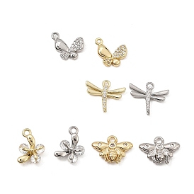 Brass Micro Pave Clear Cubic Zirconia Charms, Dragonfly & butterfly Charms
