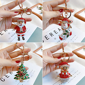 Christmas Keychain Set - Santa Claus & Tree Car Charm Gift for Holidays