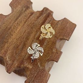 Вращающиеся латунные кольца-манжеты с микропаве из кубического циркония, ветряная мельница, Кольцо-спиннер для успокоения беспокойства, медитации