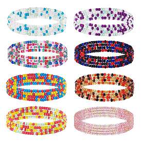 8шт 8 цвета бусины на талии, стрейч-цепочка для тела со сверкающими стеклянными семенами, модные украшения для бикини для женщин