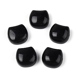 Бусины из натурального обсидиана в форме головы кошки