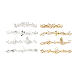 Латунные подвески из прозрачного кубического циркония, настоящее 18k золотое покрытие/покрытие из серебра, для изготовления аксессуаров для волос