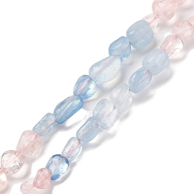 Natural Aquamarine & Rose Quartz Beads Strands, Nuggets, Tumbled Stone