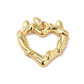 Rack Plating Brass Pendants, with Jump Ring, Cadmium Free & Nickel Free & Lead Free, Heart