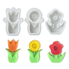 3шт 3 стили силиконовые формы для свечей своими руками, формы для литья смолы, цветок