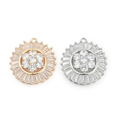 Латунный микропаве кубический цирконий со стеклянными подвесками, без кадмия, без никеля и без свинца, круглый с цветочными подвесками