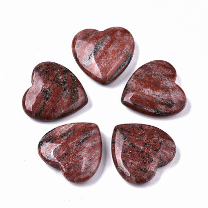 Natural Red Sesame Jasper Heart Love Stone, Pocket Palm Stone for Reiki Balancing