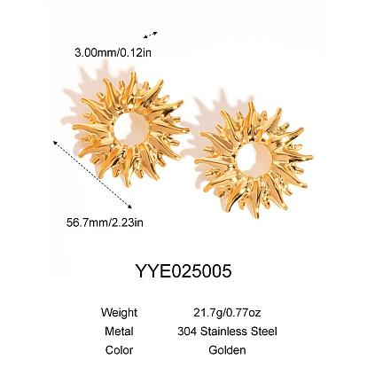 Винтажные 304 серьги-гвоздики из нержавеющей стали с подсолнухами для женщин, золотые