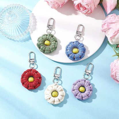 5 шт. хлопковые нитки, цветочные подвески, с поворотными застежками сплава