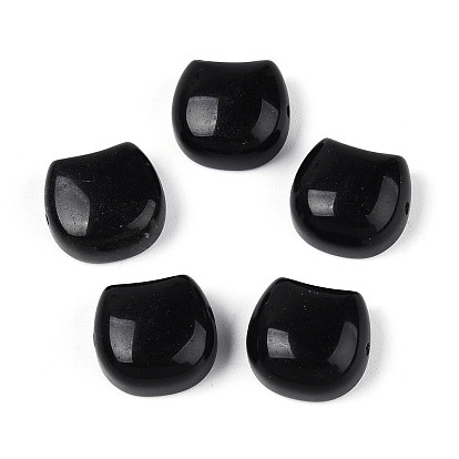 Бусины из натурального обсидиана в форме головы кошки