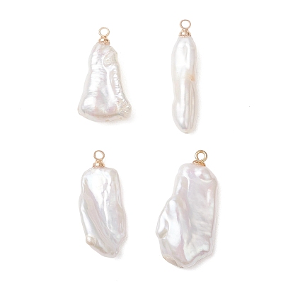 Натуральные кеши жемчужные подвески, подвески в виде самородков с латунными креплениями, белые