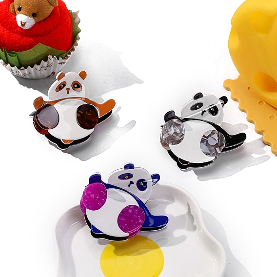 Заколки для волос с когтями из ацетата целлюлозы (смола), панда, аксессуары для волос для женщин и девочек